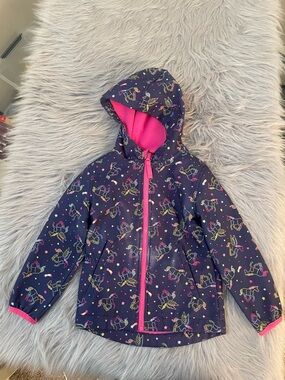 🌹Cat & Jack Navy Unicorn Hooded Coat with Pink Trim